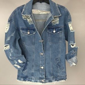 🌷Boohoo Distressed Denim Jacket